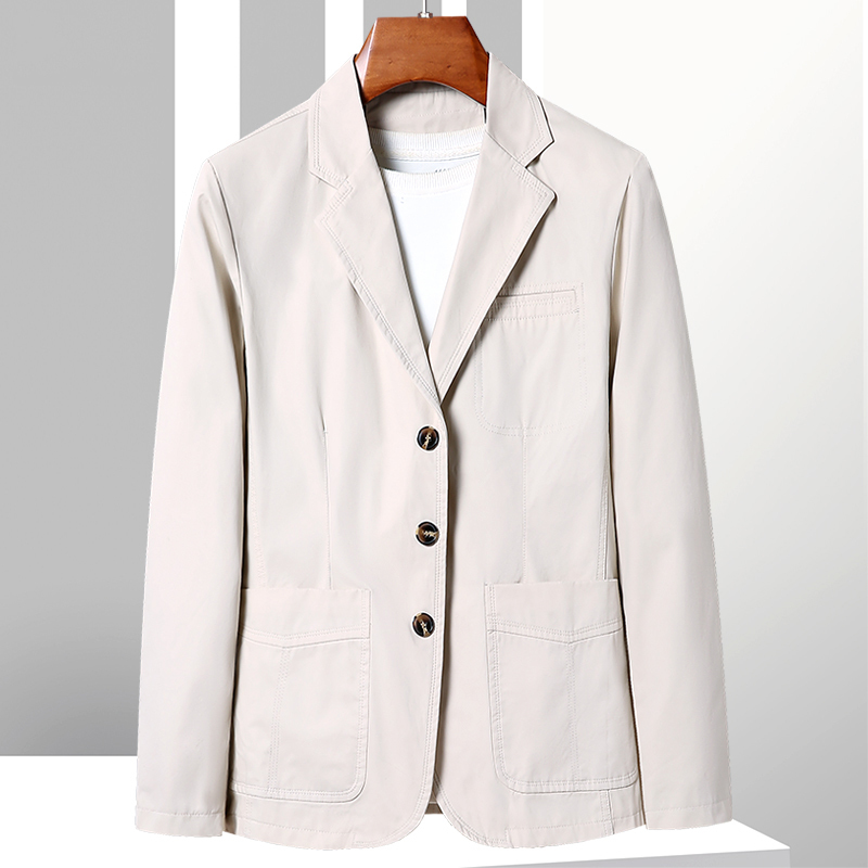 Spring and Autumn Pure Cotton Denim Suit for Men, Loose Fit, Large Size, Middle-Aged Small Suit, Business Casual Jacket, Workwear Jacket, Single Suit