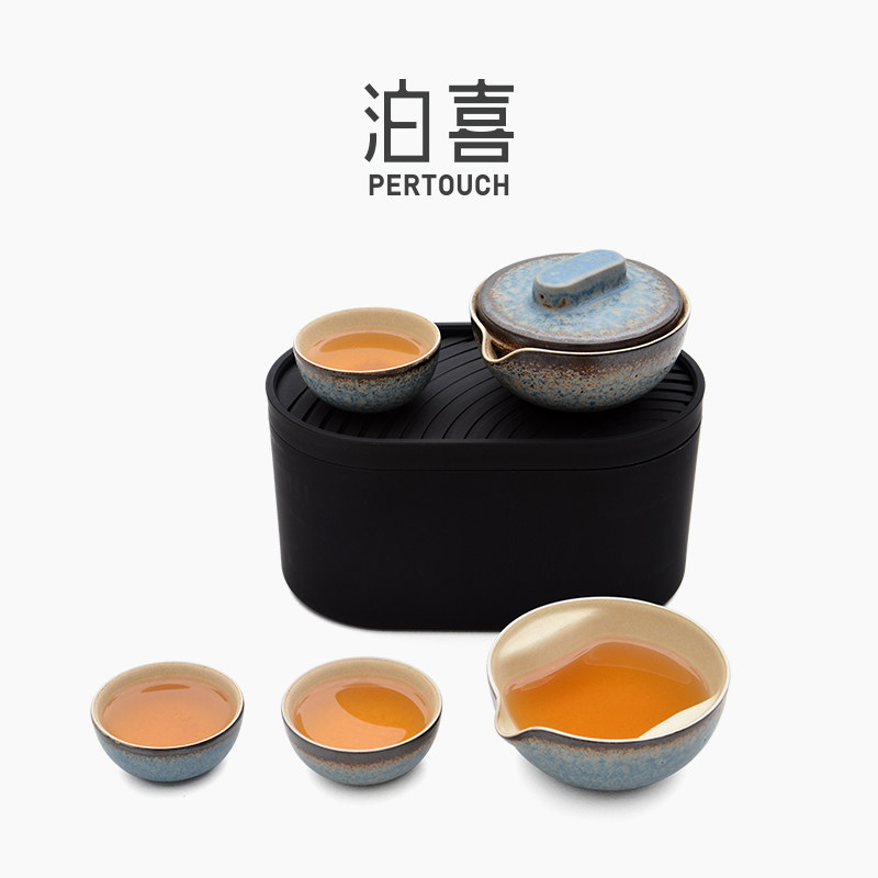 Poejoy Small Giant Egg T1 Portable Travel Kung Fu Tea Tea Tea Quick Passenger Cup One-Pot two-cup kilns Glazed Ceramic Suit-Taobao