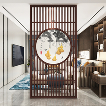 New Chinese screen partition wall living room household entrance fence shielding decoration gourd landscape solid wood customization