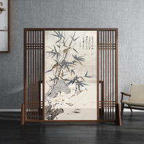 New Chinese style solid wood screen partition wall living room entrance custom hotel bedroom decoration shade home screen