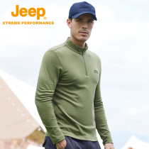 Jeep jeep long-sleeved T-shirt mens outdoor stand collar half zipper sweater stretch casual warm breathable mens clothes