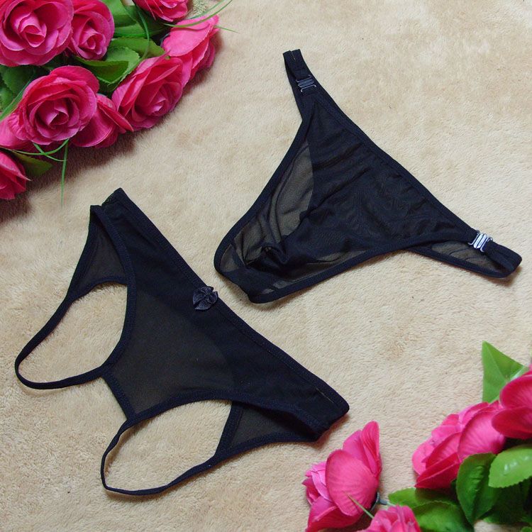 Hot cám dỗ dễ thương người đàn ông và phụ nữ gợi cảm cặp đôi đồ lót miễn phí mở crepe lưới trong suốt eo thấp thong sịp đôi dễ thương