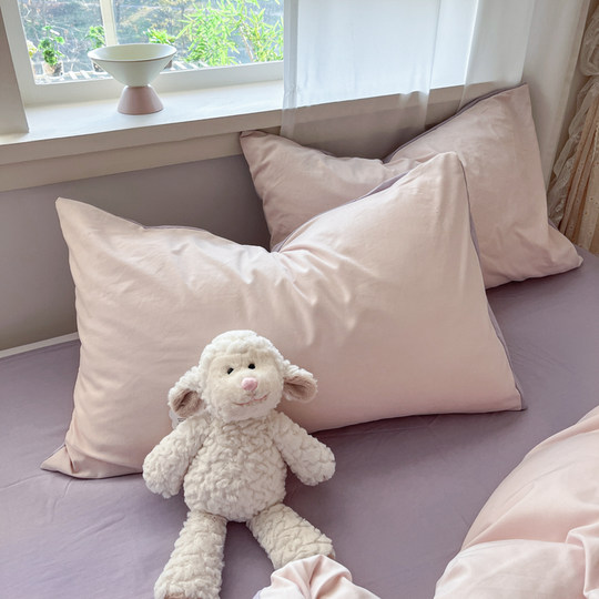 纯色水洗棉枕套一对装拍2枕头套家用单人学生宿舍枕芯套一只48x74