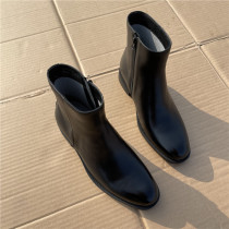 High-top A velvet leather shoes winter warm velvet boots high-top boots new side zipper velvet shoes