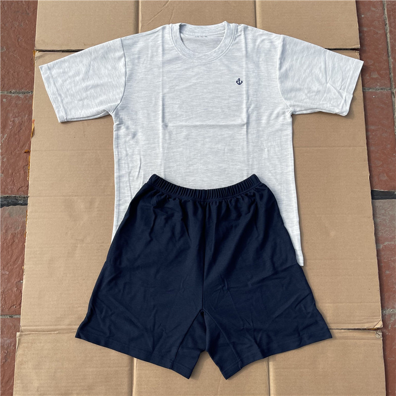 Genuine submarine long-flight antibacterial service Summer fitness short sleeve crew training Grey White Print T-shirt-Taobao