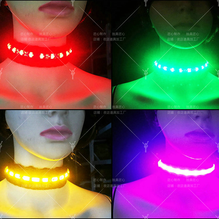 LED glowing neck ring neck sleeve LED glowing show clotheLED glowing neck sleeve female show clothing fluorescent clothing