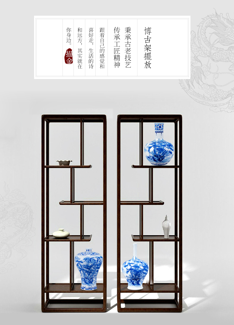 Jingdezhen ceramic hand - made of blue and white porcelain vase furnishing articles sitting room dry flower arranging flowers, Chinese landscape painting furnishing articles ornament