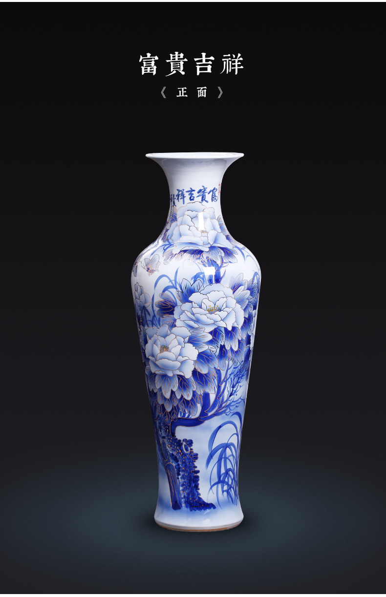 Jingdezhen ceramics hand - made see colour of large blue and white porcelain vase sitting room place large hotel opening gifts