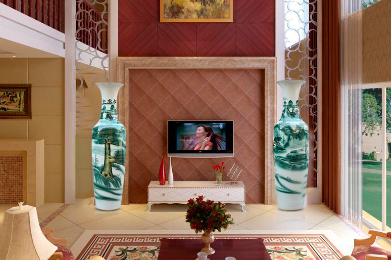 Jingdezhen ceramics of large vases, antique Chinese style hotel lobby decoration guest - the greeting pine furnishing articles large living room