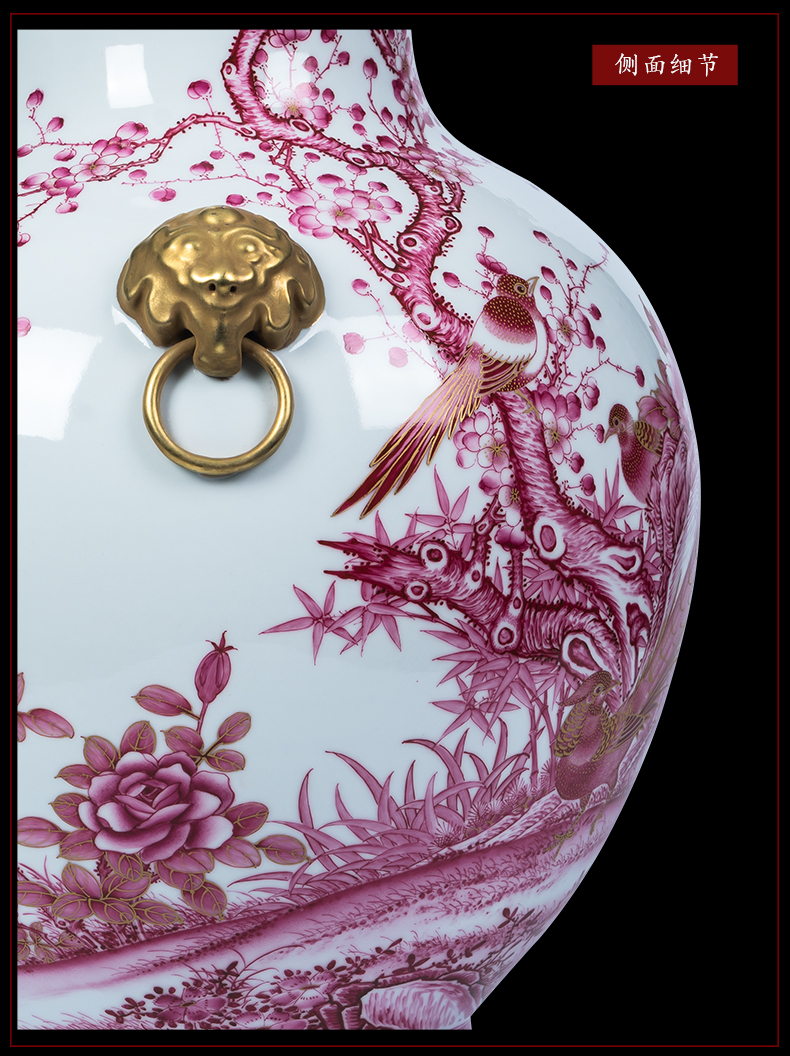 Jingdezhen ceramics vase furnishing articles imitation qianlong maintain paint ruby double listen sitting room adornment is placed