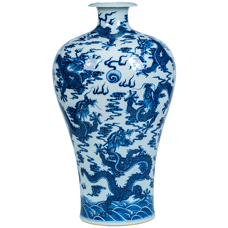 Jingdezhen ceramics big vase imitation yongzheng maintain blue - and - white YunLongWen mei bottles of Chinese style sitting room adornment is placed