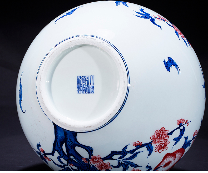 Imitation of qianlong nine peach tree jingdezhen ceramics archaize youligong of blue and white porcelain vases, Chinese style living room furnishing articles