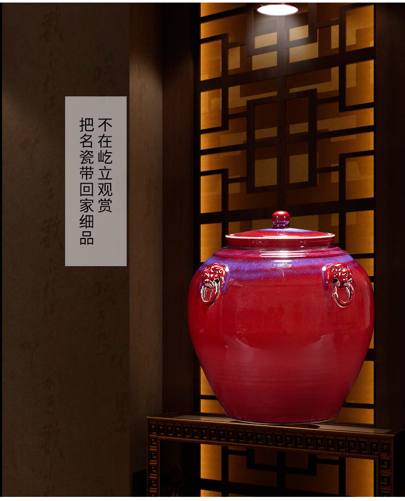 Jingdezhen ceramics up lion epicranium tank storage tank is the new Chinese rich ancient frame home decoration decoration