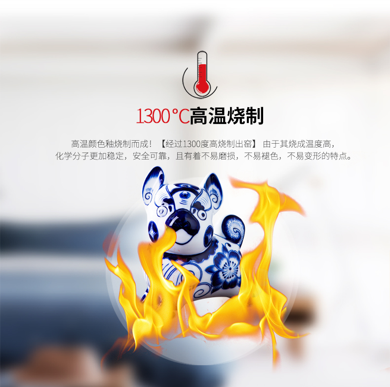 Blue and white porcelain of jingdezhen ceramics lucky dog simulation zodiac ornament household decoration sitting room decorate gifts