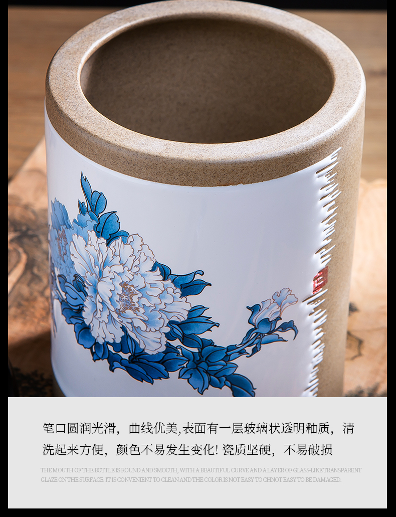 Jingdezhen ceramics ceramic art of Chinese style brush pot study porch sitting room home office desktop furnishing articles of handicraft