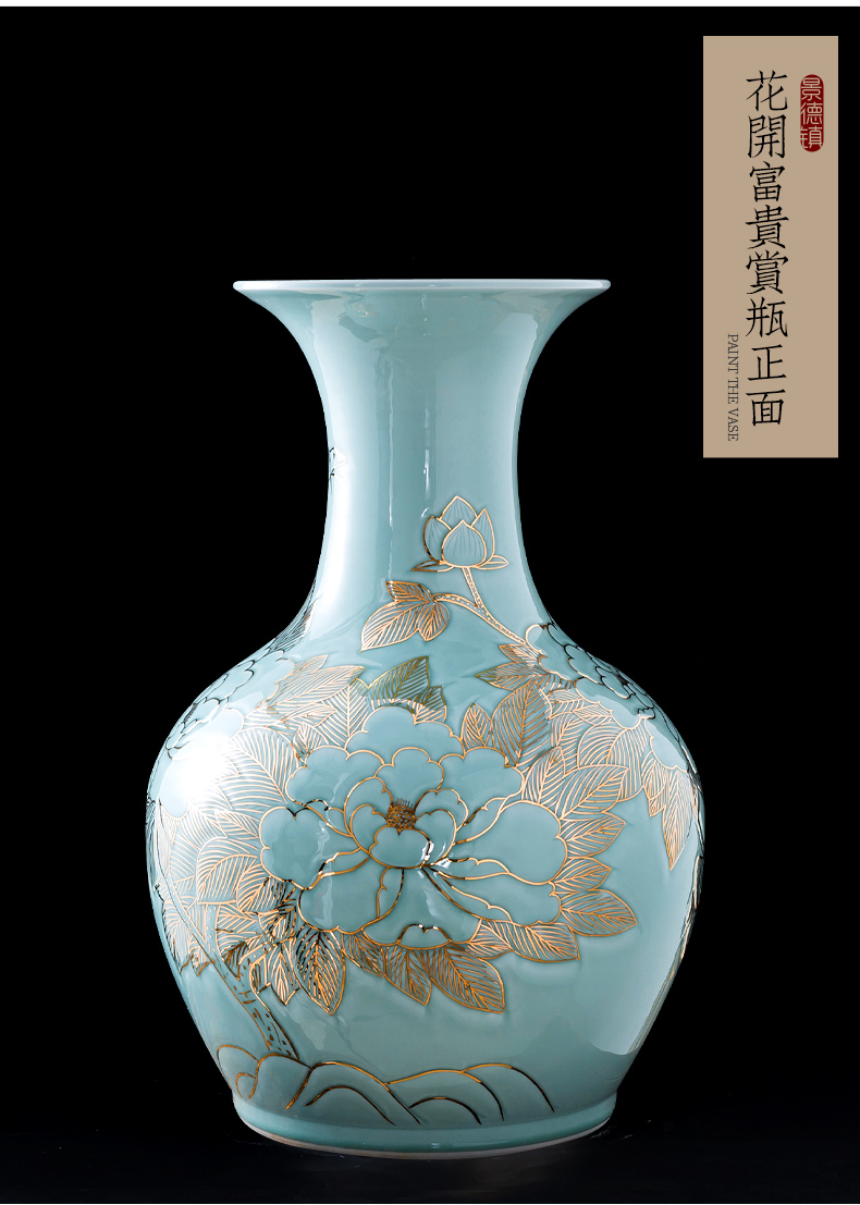 Jingdezhen ceramic hand - made paint the design of new Chinese vase furnishing articles sitting room flower arranging rich ancient frame decorative arts and crafts