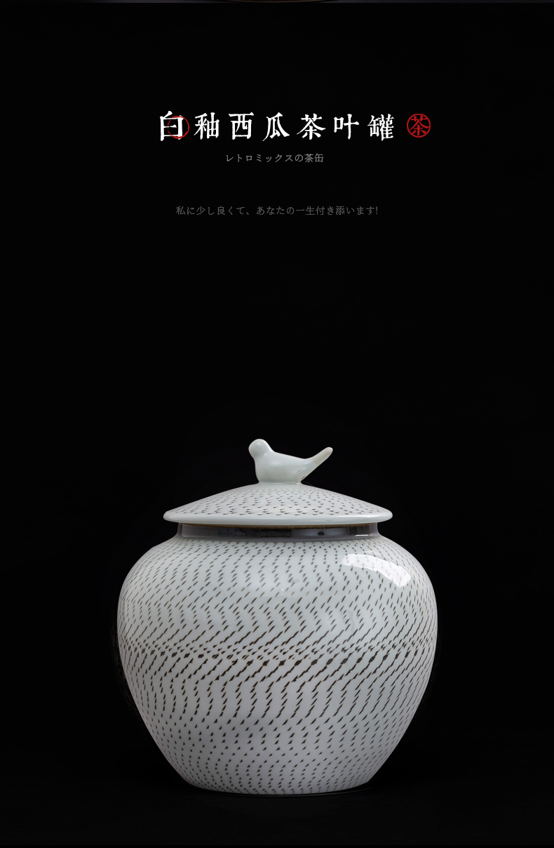 Jingdezhen ceramic tea caddy fixings large seal storage tank with show white gourd caddy fixings 3.5 kg