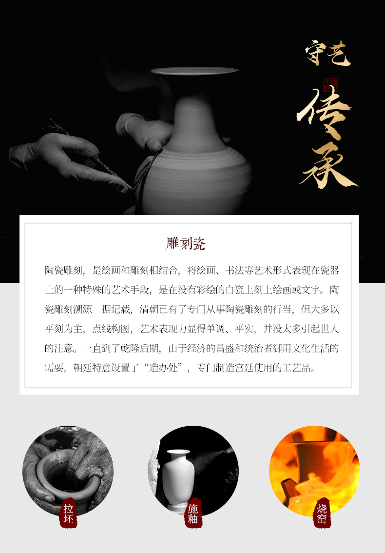 Jingdezhen ceramic creative home sitting room adornment new Chinese rich ancient frame porcelain small place, a simulation of -into
