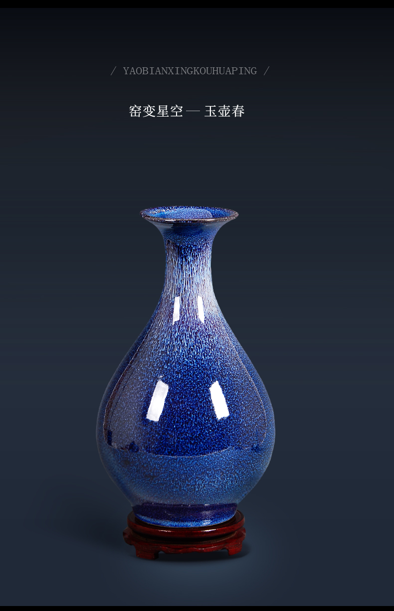 Jingdezhen ceramics creative vase dry flower arranging place, Chinese style household adornment ornament blue large living room