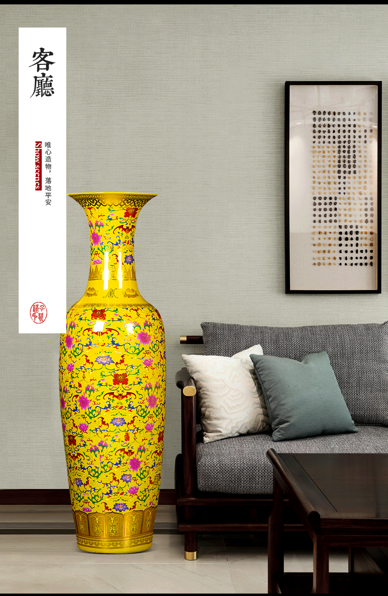 Jingdezhen ceramics in China red large vase European - style villa living room adornment is placed large opening