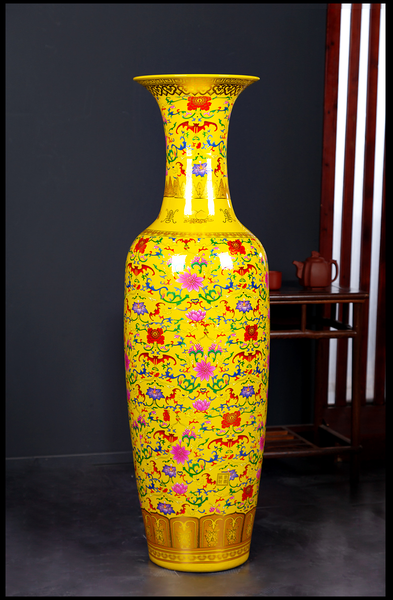 Jingdezhen ceramics in China red large vase European - style villa living room adornment is placed large opening