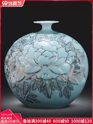 Jingdezhen ceramic vase hand-painted pomegranate bottle new Chinese living room decoration office porcelain crafts decoration