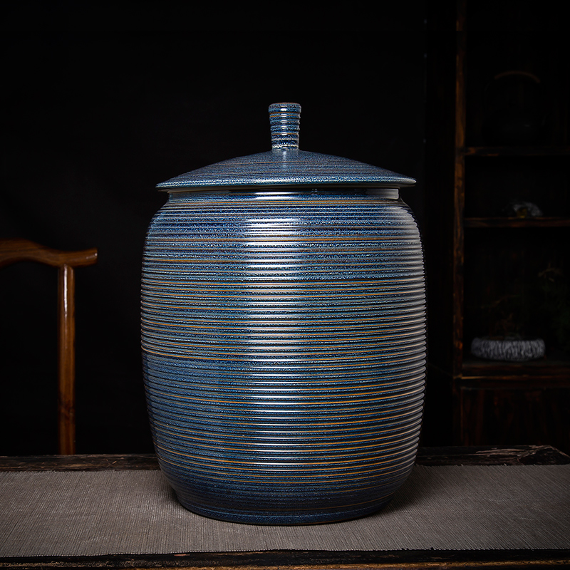 Jingdezhen ceramic sealed up the receive storage tank azure spiral caddy fixings domestic large capacity of moisture