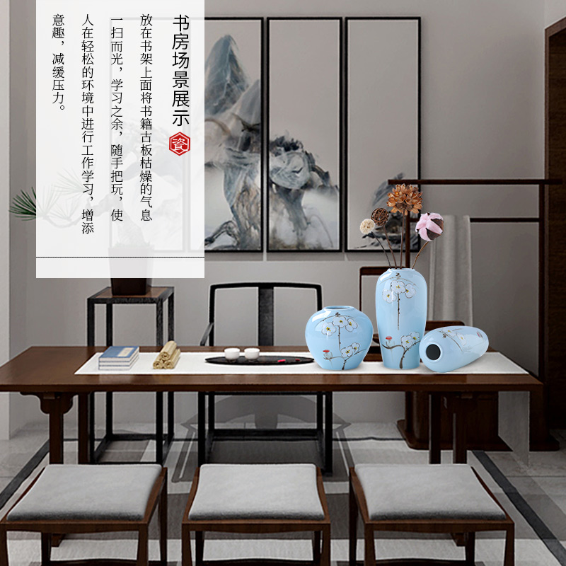 Jingdezhen ceramic vase furnishing articles three - piece sitting room flower arranging new Chinese I creative contracted household ornaments
