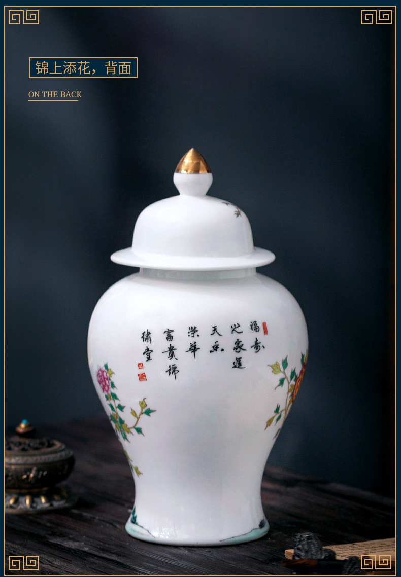 Jingdezhen ceramic vase furnishing articles of Chinese style white hand draw the general pot of home sitting room rich ancient frame porch decoration