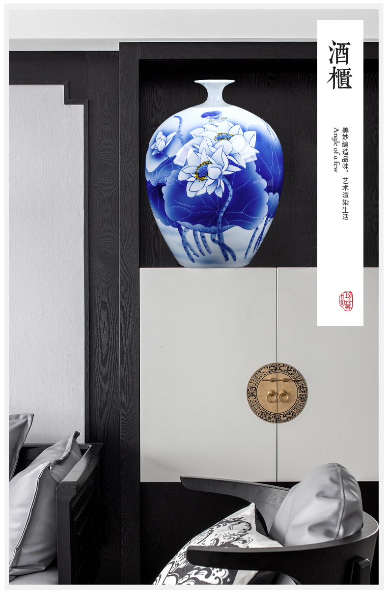Jingdezhen ceramics hand - made vases pomegranates of blue and white porcelain bottle of new Chinese style household decoration flower arrangement sitting room furnishing articles