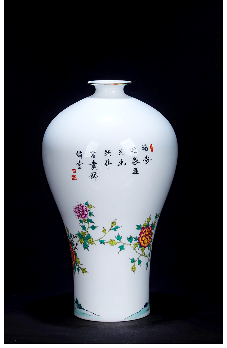 Jingdezhen ceramic vase furnishing articles pastel thin body new Chinese flower arranging to restore ancient ways small rich ancient frame sitting room adornment