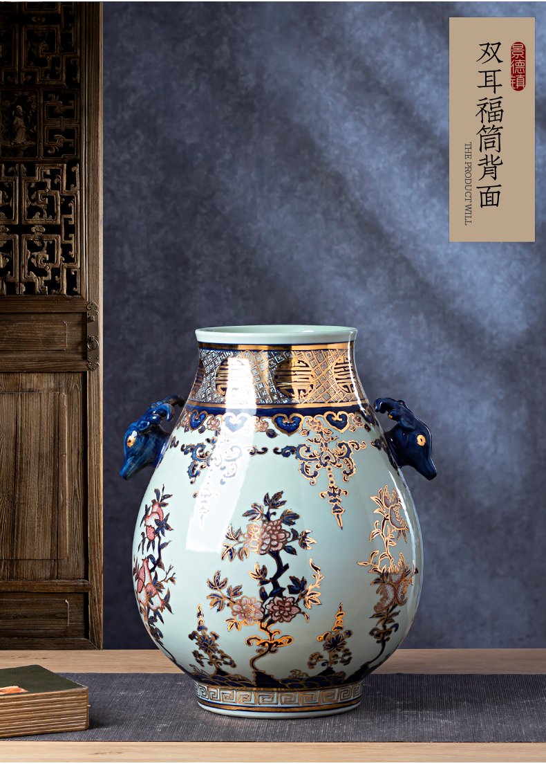 The see hand - made ceramic vase furnishing articles of blue and white porcelain of jingdezhen Chinese flower arranging rich ancient frame sitting room decoration