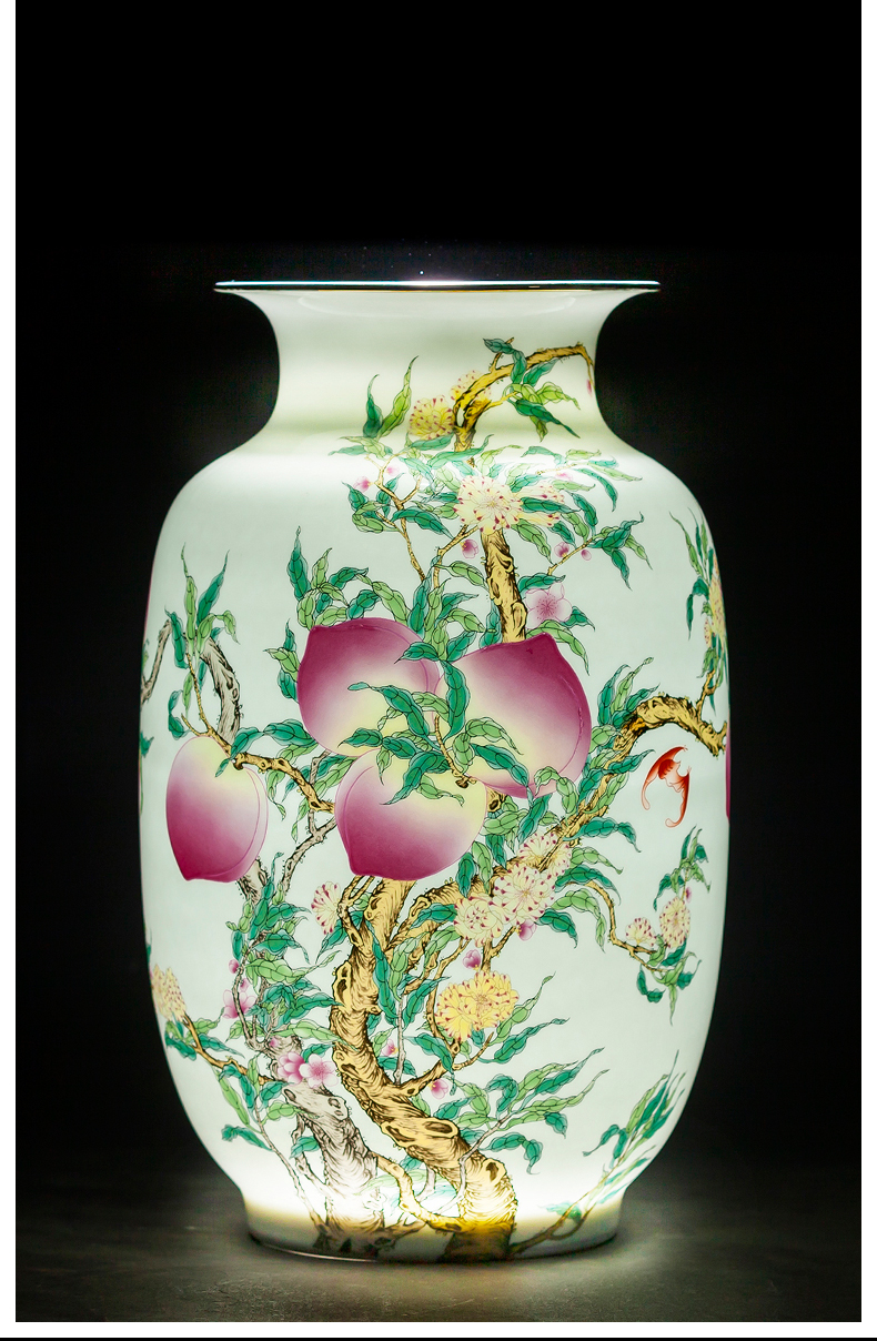 Jingdezhen ceramic vase furnishing articles large flower arranging manual of new Chinese style restoring ancient ways is about nine peach rich ancient frame sitting room adornment