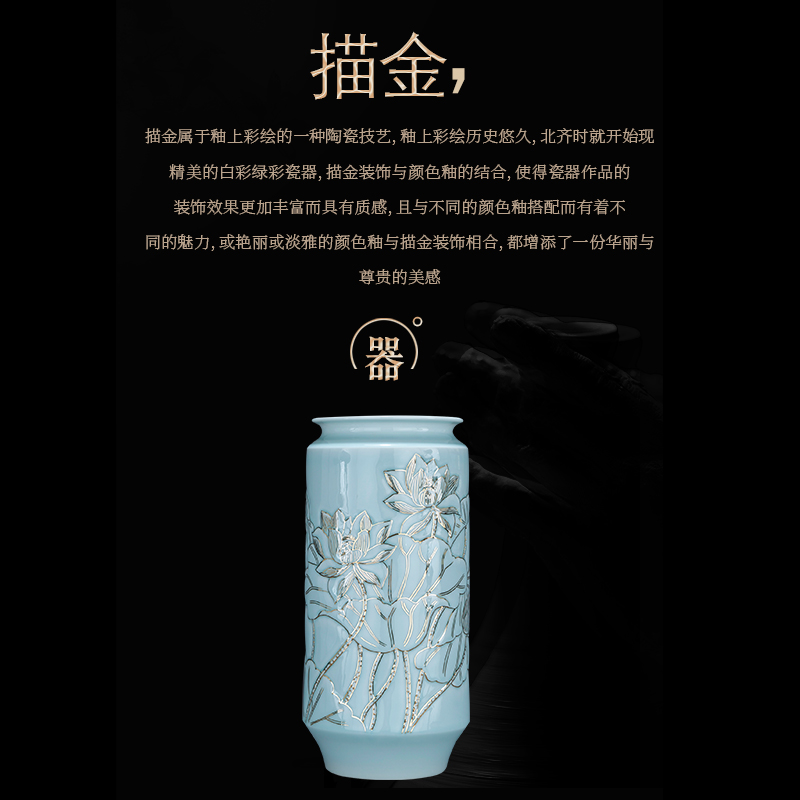 Jingdezhen chinaware paint vases, antique Chinese style living room decoration flower arranging household handicraft furnishing articles gifts
