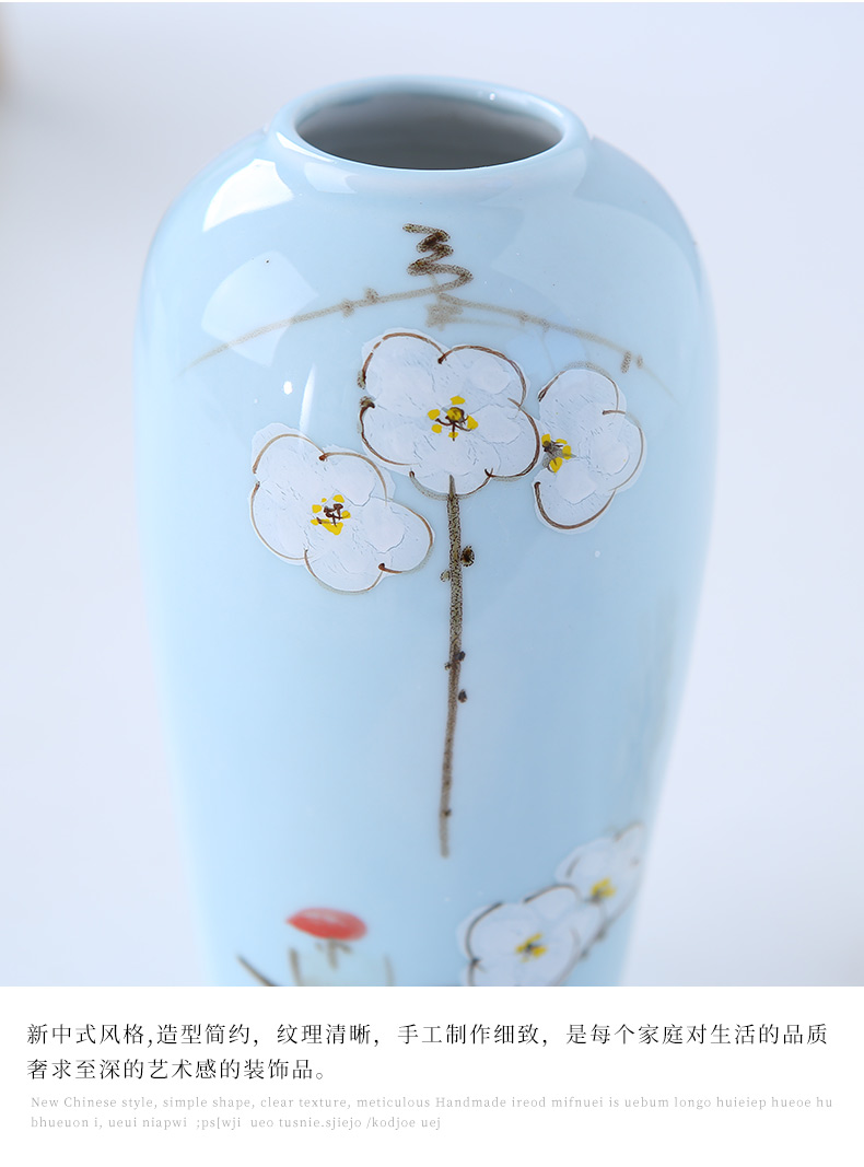 Jingdezhen ceramic vase furnishing articles three - piece sitting room flower arranging new Chinese I creative contracted household ornaments