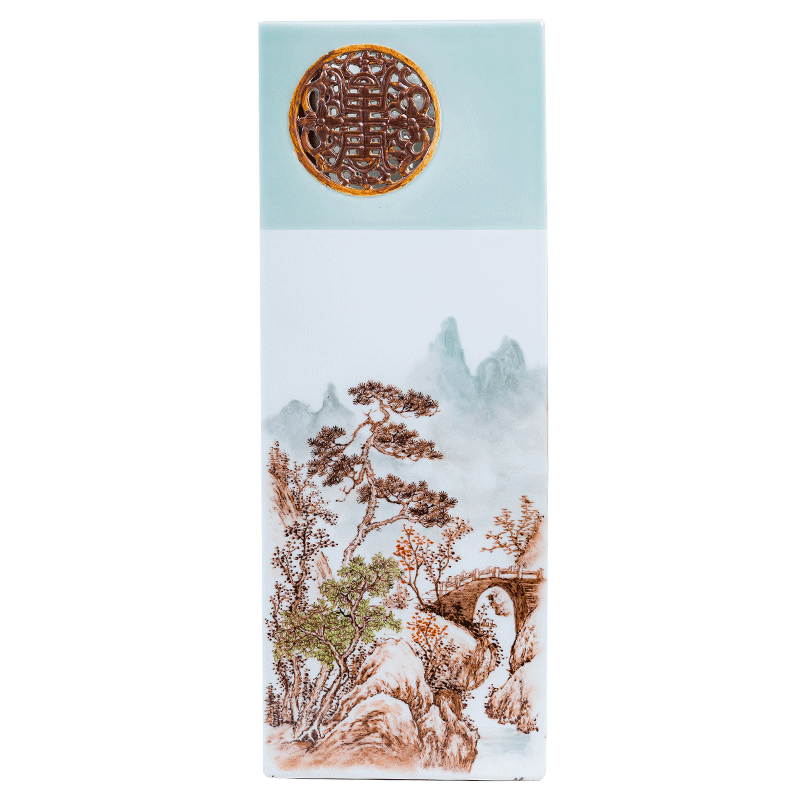 Master hand draw landscape riverside fishing jingdezhen ceramic vase furnishing articles rich ancient frame large porch is decorated living room