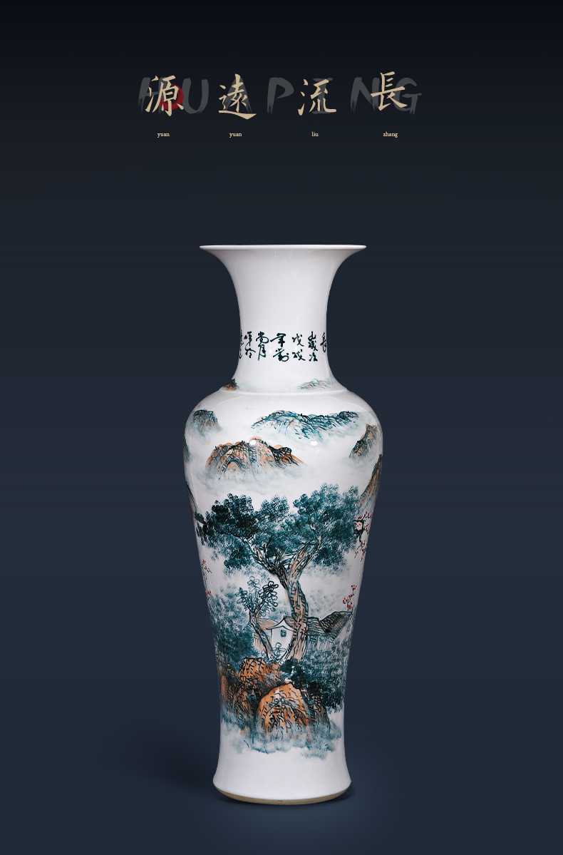 Jingdezhen ceramics hand - made scenery figure sitting room adornment is placed for the opening of large vase tuba is 1.2 meters