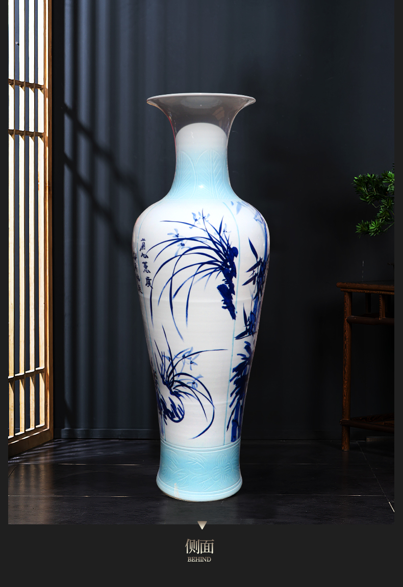 Jingdezhen ceramics hand - made by patterns of large blue and white porcelain vase study hotel furnishing articles large living room