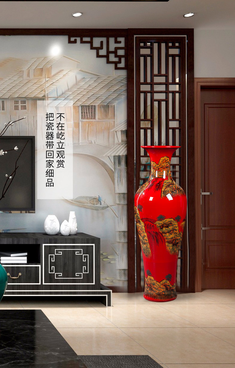 Jingdezhen ceramics China red bottle gourd of large vase sitting room adornment is placed large extra large