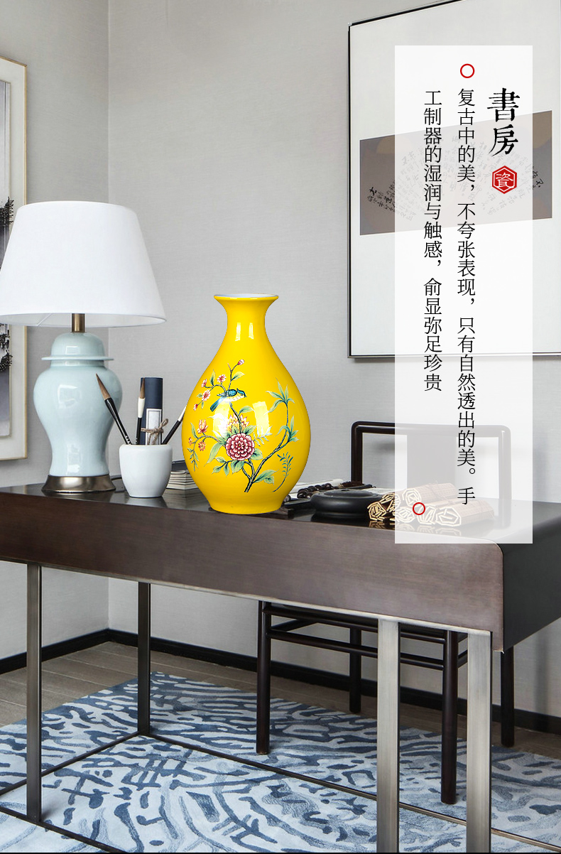 Jingdezhen ceramic powder enamel vase sitting room porch place rural wind flower arranging machine of Chinese style household decorations, gifts