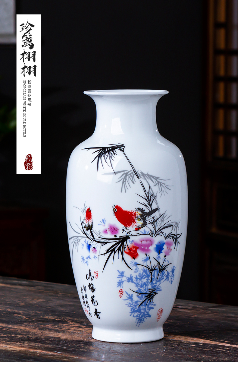 Jingdezhen ceramic vase furnishing articles of new Chinese style restoring ancient ways is thin body sitting room that occupy the home rich ancient frame flower arranging decoration arts and crafts