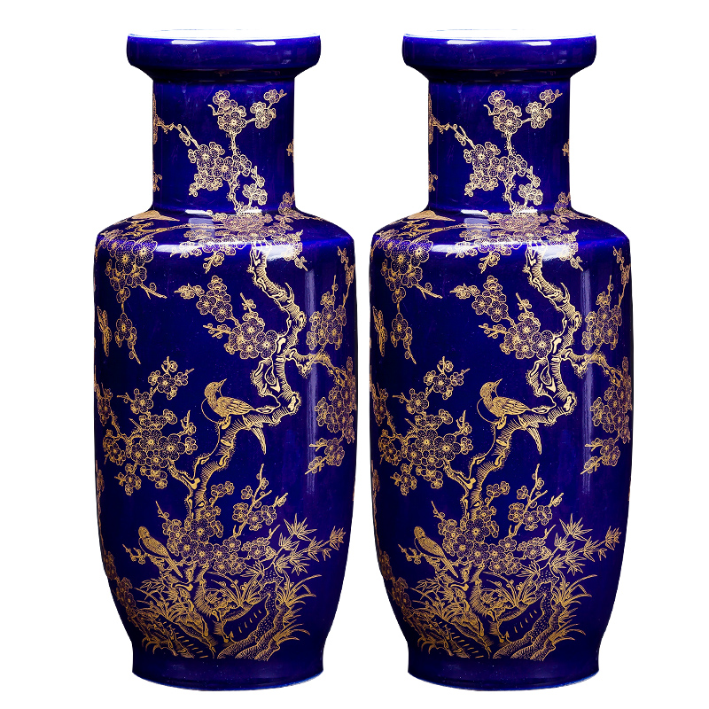 Jingdezhen ceramic vase large furnishing articles sitting room flower arranging decorated rich ancient frame blue hand - made paint Chinese style restoring ancient ways