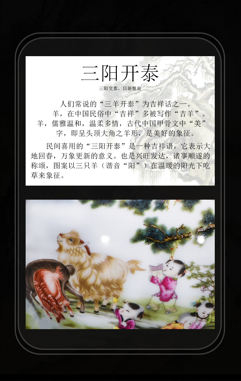 Jingdezhen ceramics pomegranate flower bottle home furnishing articles flower arranging Chinese style living room TV cabinet handicraft