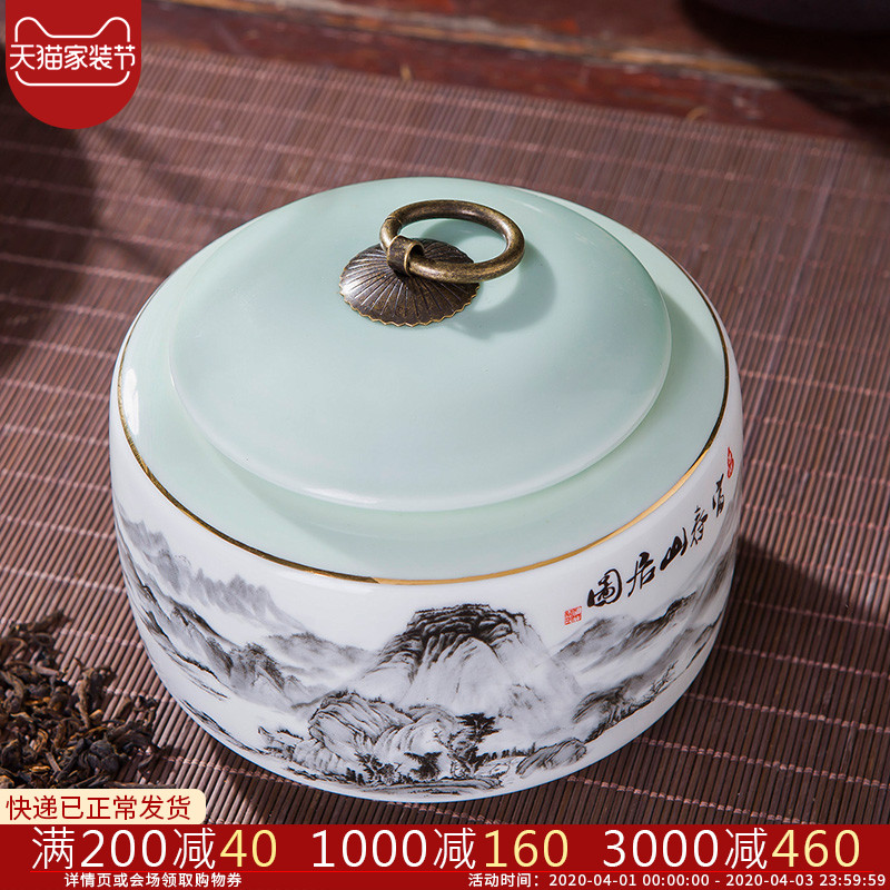 Jingdezhen ceramic tea pot puer tea pot seal storage tank inferior on tea boxes, tea sets of household