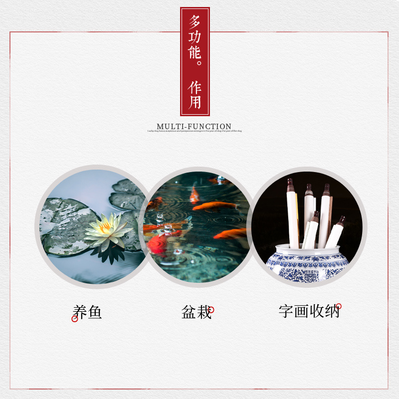 Jingdezhen ceramics tank large pastel shade green turtle cylinder lotus pond lily bowl lotus goldfish basin furnishing articles