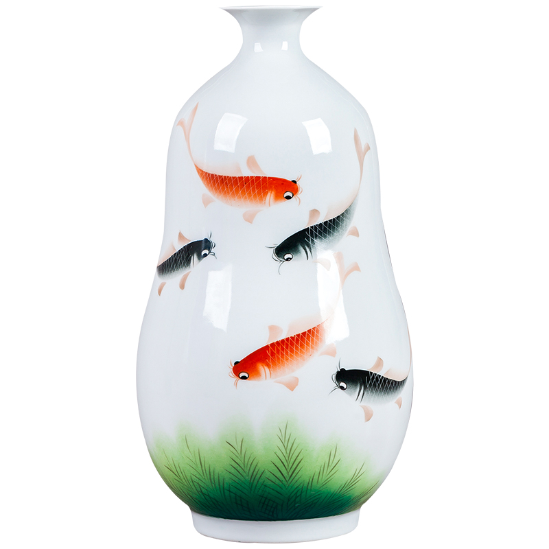 Jingdezhen ceramics powder enamel vase gourd bottle of Chinese style household living room TV cabinet crafts ornament