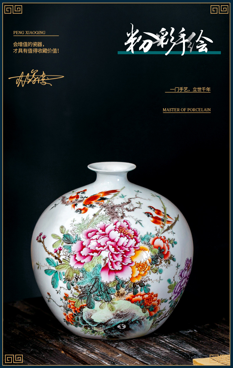 Jingdezhen ceramic vase furnishing articles rich ancient frame by hand draw archaize of new Chinese style household, the sitting room porch decoration