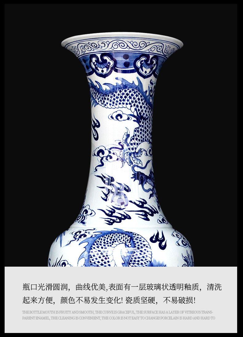 Jingdezhen blue and white porcelain hotel of large vase archaize wulong play pearl sitting room ceramics large furnishing articles