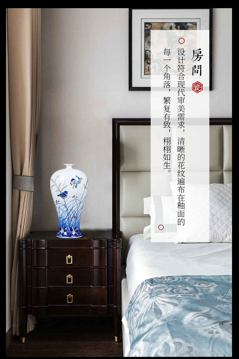 Jingdezhen ceramics hand - made the see colour blue and white porcelain vase pomegranate bottle of new Chinese style living room porch rich ancient frame furnishing articles