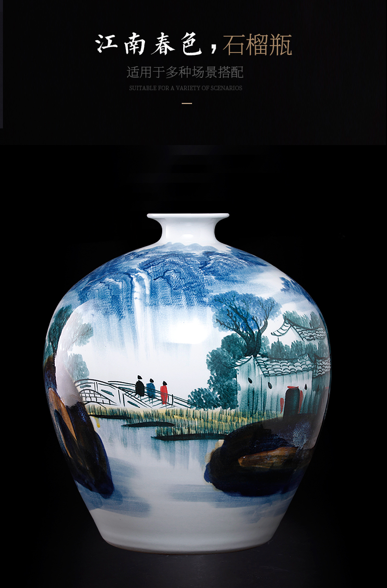 Hand - made pastel Chinese jingdezhen ceramics up ground landscape big vase furnishing articles ornaments large living room